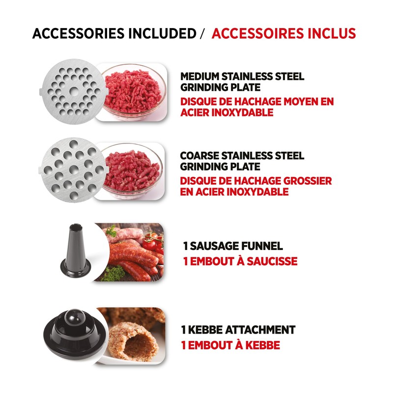 Starfrit Electric Meat Grinder - Two Stainless Steel Grinding Plates