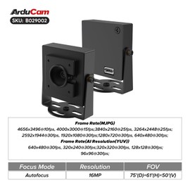 Arducam 4K 8MP Autofocus USB Camera Module with HDR, 1080P USB 2.0 Webcam, Lightburn Camera with Multiple preset AI Resolutions for Computer, Laptop, Raspberry Pi, Jetson Nano