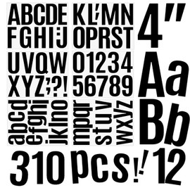 310 Piece 4 Inch Bulletin Board Black Letters, Large Letter Stickers Self Adhesive Alphabet Numbers Stickers for Classroom Bulletin Board, Mailbox, Signs, Window, Door
