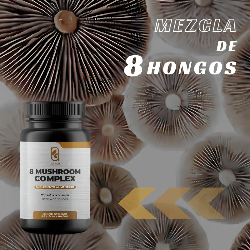 Naima Suplemento Hongos Adaptógenos Cápsulas Reishi Cordyceps Shiitake Gluten