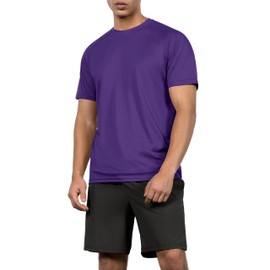 ODODOS Men's Quick Dry Short Sleeve Shirts UPF 50+ Sun Protection SPF Athletic Tops Workout T-Shirts, Purple, Medium