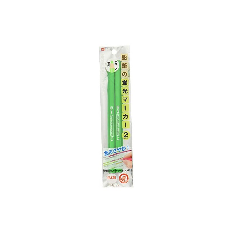 Kutsuwa HiLINE Colored Pencils, Pencil Fluorescent Markers, Green, Set of