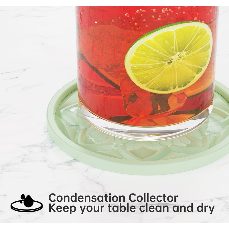 HFHOME Silicone Coasters Set for Drinks - 6 Pack With