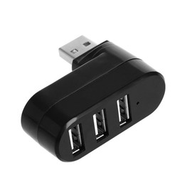 USB Port Splitter, 3 Ports USB 2.0 Rotatable HUB, USB to 3USB Converter 90° 180° 270° Degree for PC Laptop Notebook Tablet (Black)
