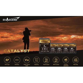 Exascend Catalyst 64GB SDXC UHS-I V30 Memory Card 4K UHD up to 150MB/s Write Speeds, UHS-I, Class 10, U3, V30 Camera Memory Card (UHS-I V30, 64GB)