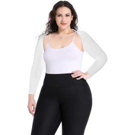 VELISDE Plus Size Advanced Cooling Shawl Arm Sleeves Sun Protection for Women Breathable Anti-UV Golf & Outdoor Sports Cooler Shrug (White,4XL)