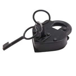 Heart Shape Padlock Victorian Style Heart Lock with Two Skelton Keys, Vintage Antique Preproduction, Anniversary Present, Wedding Favor Black