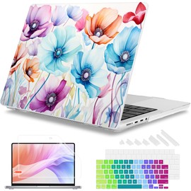 Mektron for M4 MacBook Pro 14-inch Case 2024 A3112 A3401 A3185 Fits 2023/2021 M3 A2918 A2992 M2 A2779 M1 A2442 Pro/Max, Printed Plastic Hard Shell Laptop Cover, Watercolor Flower C182