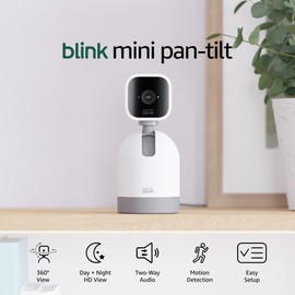 Blink Mini Pan-Tilt Camera (Newest Model) – Rotating Indoor Plug-In Smart Security Camera, HD Video, Two-Way Audio, Motion Detection, Works with Alexa (White)