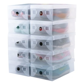 kilofly 10 Kids Women Smart Storage Containers Foldable Clear Shoe Box Set