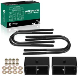 YHTAUTO 3 inch Rear Leveling Lift Kit Compatible with Dodge Ram 1500 1994-2001, Ram 2500/3500 1994-2002, RWD, Steel U-Bolts w/Lift Blocks Suspension Leveling Kit w/Hardware Kit Set of 6