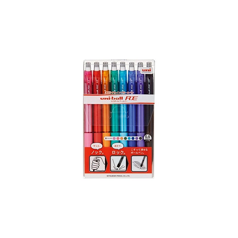 Mitsubishi Pencil URN180058C Erasable Ballpoint Pen, Uniball RE, 0.5, 8