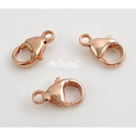 Unbranded 3pcs 13mm 14k ROSE gold filled oval trigger Clasp Pear parrot w/ loop ring F42rg