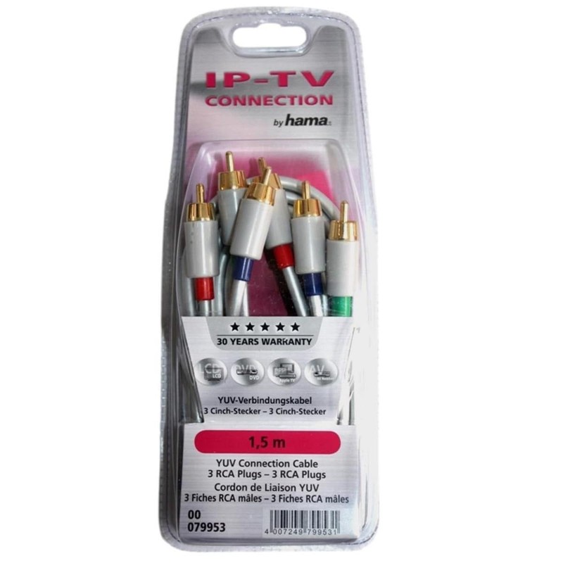 Hama YUV Cable 3x RCA to 3x RCA 1.5 m