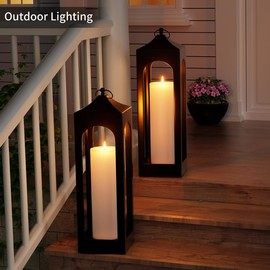 12" x 4" Large Outdoor Candle with Timer Waterproof Flickering LED Flameless Candle Battery Operated with Remote Fake Pillar Candle Realistic for Patio Porch Lantern, White 1 Pack