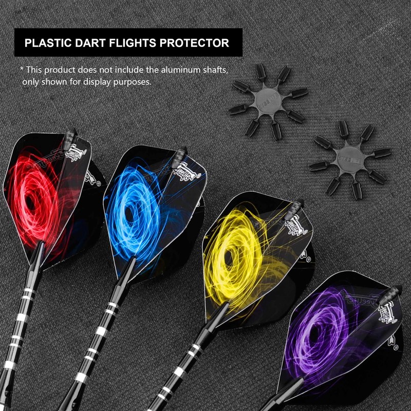 CyeeLife-48pcs Dart Flights + 32pcs Plastic Flight Protectors-Standard Dart Flight