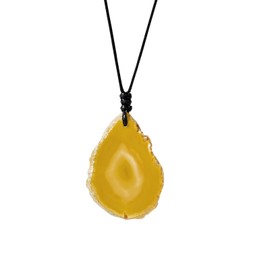 RJINGSHI Natural Crystal Pendant Yellow Agate Necklace Healing Crystal Gemstone Irregular Polished Slice Agate Decor Gift for Woman