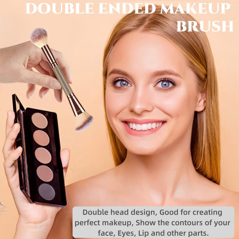 Double-Ended Foundation Makeup Brush, Blusher Brushes, Bronzer-Brush, Perfect for Blending