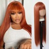 Towarm Ginger Wig with Bangs Long Straight Copper Brown Wig