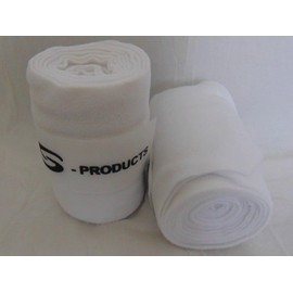 S-Products 4 HORSE BANDAGED EXERCISE DRESSAGE SCHOOLING FLATWORK VET STABLE WRAP POLO FLEECE 5" WIDE (White)