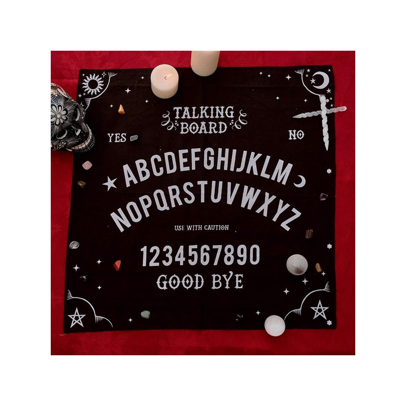 Mystical Black & White Cotton Talking Board Altar Cloth -