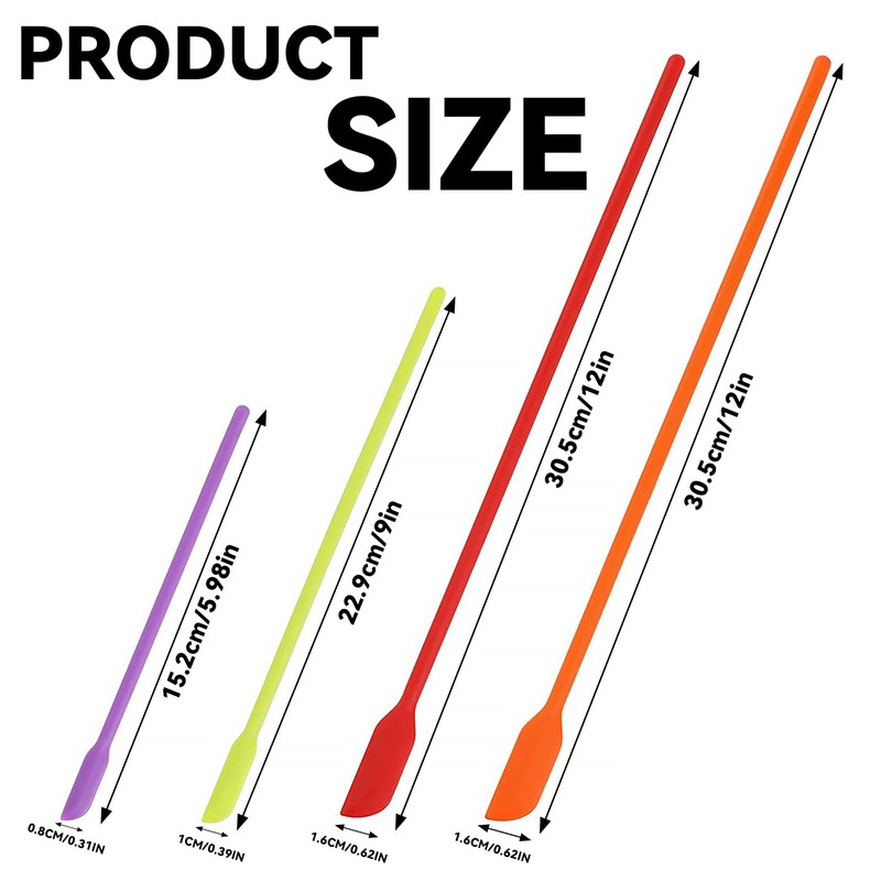 4Pcs Multifunctional Tiny Jar Scraper Spatula Non-Stick Long Handle Jar