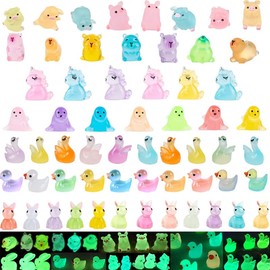 BCQTD 70PCS Mini Luminous Resin Animals,Over 20 styles Tiny Animals Miniature Little Small Resin Animal Figures Bulk Glow in the Darkfor Garden Landscape Dollhouse Decor DIY Craft(Random style)