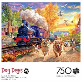 Buffalo Games - Angelo Bonito - Racing The Train - 750 Piece Jigsaw Puzzle for Adults Challenging Puzzle Perfect for Game Nights - Finished Puzzle Size is 24.00 x 18.00