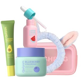 Quiyum Set Cuidado Piel Regalo Belleza Frutas Mujer Kit Sérum Crema Ojos Facial Viaje Mujeres Esposas Madres