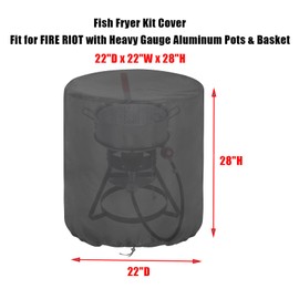 Aidetech Fish Fryer Kit Cover Fit for FIRE RIOT with Heavy Gauge Aluminum Pots & Basket, Waterproof Outdor Cooking Propane Deep Fryer Cover-(22x22x28 inch)