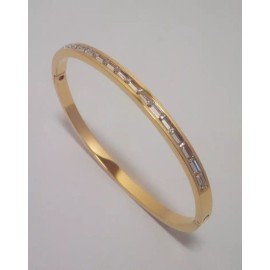 Unbranded Gold Plated Stainless Steel Clear CZ Crystal Pave 4mm Bracelet Women's