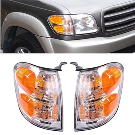 Tsomony - Pair For 2001 2002 2003 2004 Toyota Tundra Sequoia Halogen Turn Signal Lights Front Left+Right Side Black Housing Yellow+Clear Lens