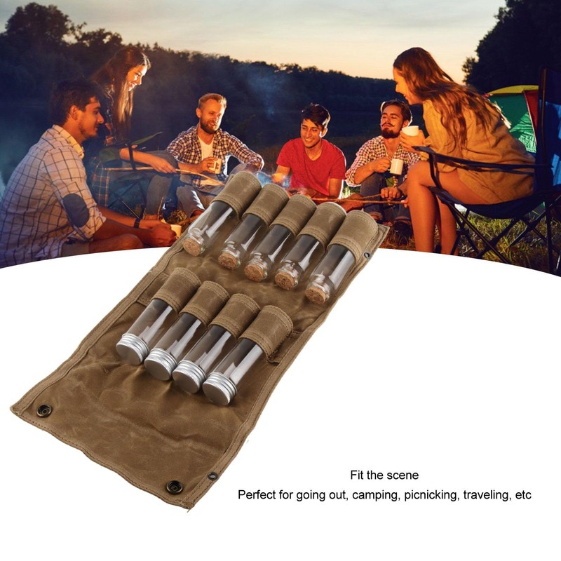 Leapiture Portable Spice Bag Canvas Travel Spice Kit Camping Spice