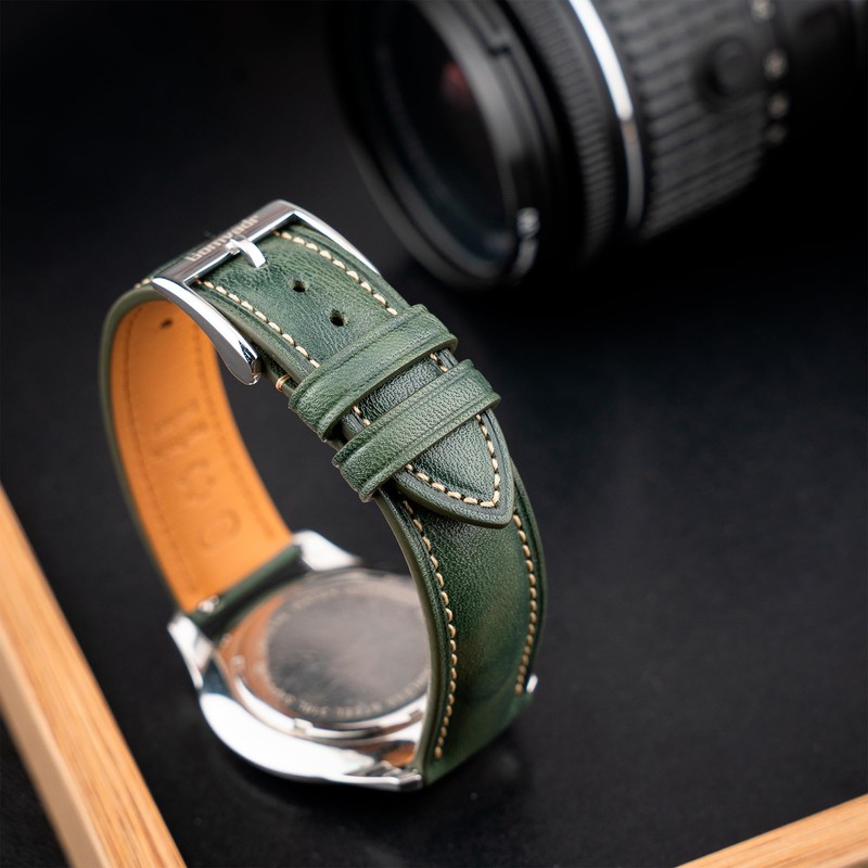 Gomvadr Quick Release Leather Watch Band, Two Tone Oil-tanned Top