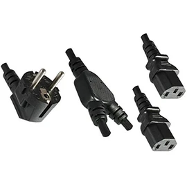 Power cable 2 m (VDE 1 mm² 1.2 m + 2 x0,80 M 22/2XYC SCHUKO TO 90 °/2x IEC60320 °C13 – 12 – Black