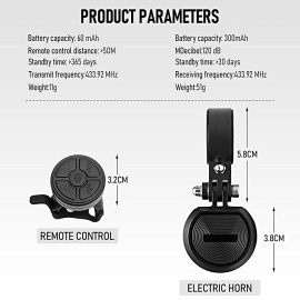 Unbranded Portable Compact Wireless Remote Control Type C Bicycle Electric Horn Bell Alarm