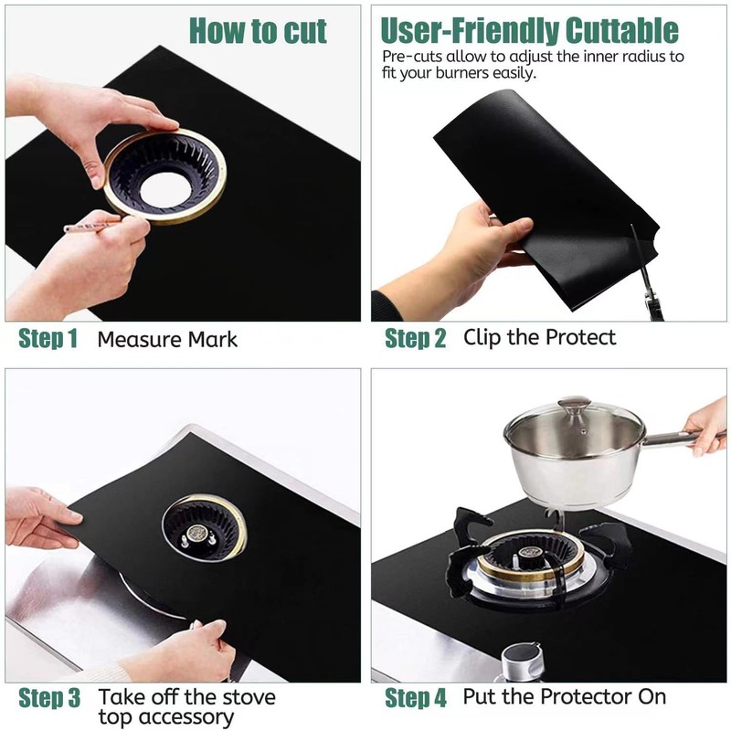 3-Piece Set of Gas Stove Guards, Easy-Clean and Reusable Stove