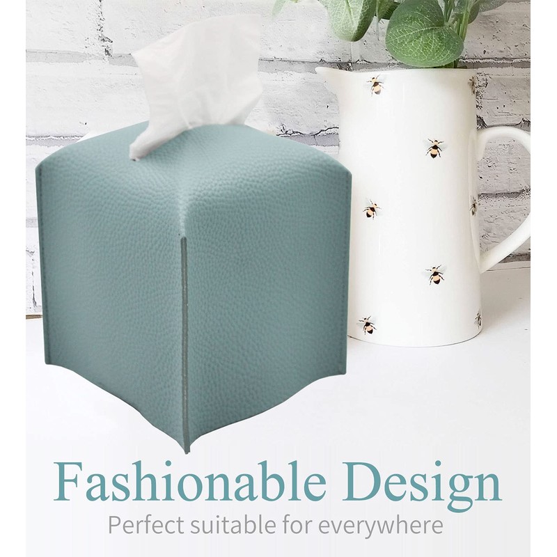 Livelab Tissue Box Cover, Square Decorative PU Leather Tissue Box