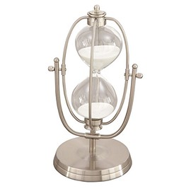 Deco 79 53425 Iron Swivel Hour Glass, 12" x 6", Silver