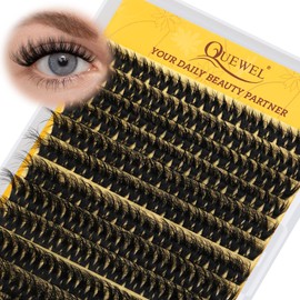 QUEWEL 3D Cluster Lashes, 10-18MM Eyelashes Clusters Wispy Lash Extensions, 2 in 1 Eyelash Extension, Easy to Use and Reusable for DIY at Home (QU42)