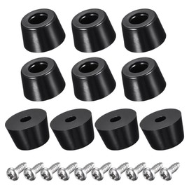 sourcing map Pack of 30 Round Black Rubber Feet with Stainless Steel Screws and Washer, Rubber Buffer Screw-Resistant Rubber Feet 16 mm Width x 10 mm Height for Most Furniture Appliances