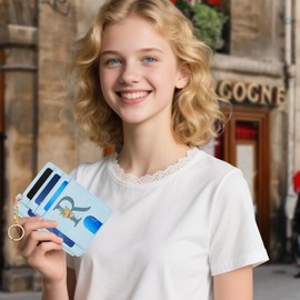 Thin Wallet for Women RFID Blocking Credit Card Case Holder Zipper ID Case Wallet Small Compact Leather Wallet Coin Purse with Keychain,Birthday Gifts for Women Mom Her Sister, Initial Letter R(Blue)