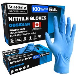 [100 Pack] SURESAFE 5 Mil Medium Nitrile Blue Gloves, Mechanic Gloves Disposable, Food Safe Gloves Disposable, food prep gloves, Meat Gloves, Cooking Gloves, tattoo gloves, gloves for hair dye