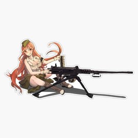 Military Anime Girl Window Bumper Sticker Decal 5"