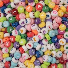 495pcs John Bead 7mm Assorted Round Acrylic Alphabet Number Beads for DIY Craft Jewelry Bracelet Necklace Making
