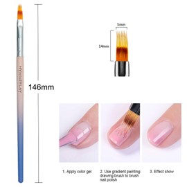 HYWWPFLAY 6Pcs Ombre Nail Brush Set, Ombre Brush for Gel Nails Gradient Color Nail Paint Tools Nail Art Brushes Design Brushes for Nail Art Manicure Brush