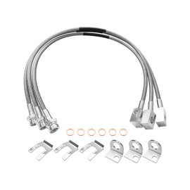 Front and Rear Extended Brake Line Hose Kit Replace 89715 for 4-6" Lift, Stainless Steel Braided Brake Lines Fit for Jeep Wrangler TJ YJ 1987-2006 Cherokee XJ 1984-2001