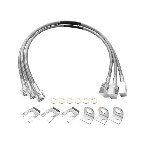 Front and Rear Extended Brake Line Hose Kit Replace 89715