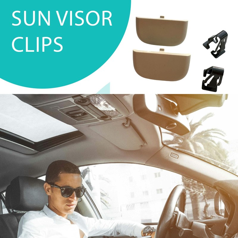 MUZHINAN 2 pcs Beige Tan Sun Visor Clips for Ford