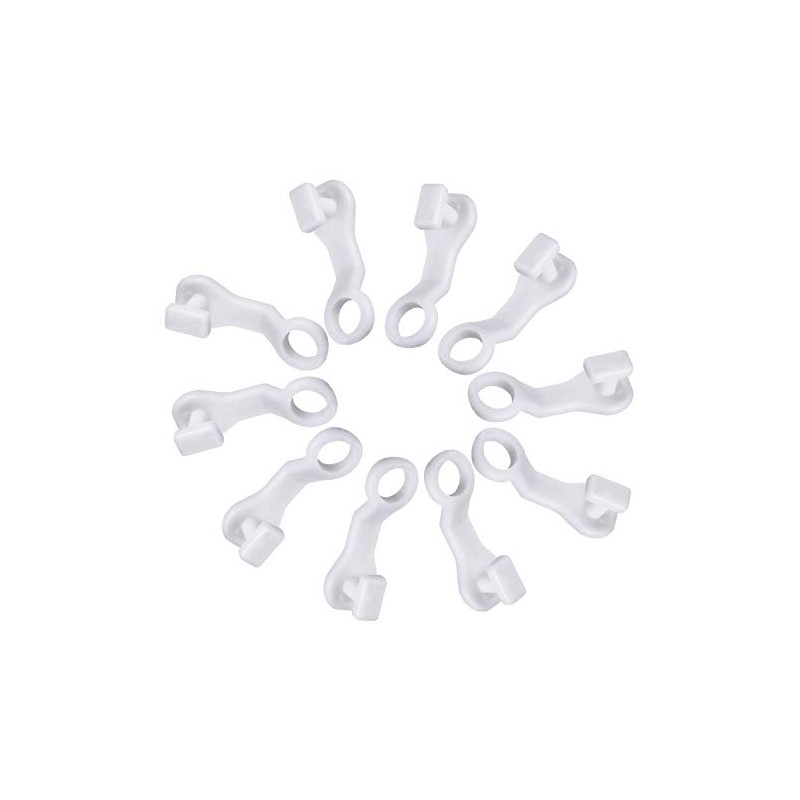Merriway BH06729 (50 Pcs) Curtain Glider Hooks White Plastic to